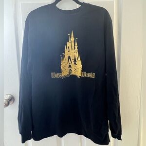 Disney Parks Disney World Black Gold Castle Crewneck Sweatshirt